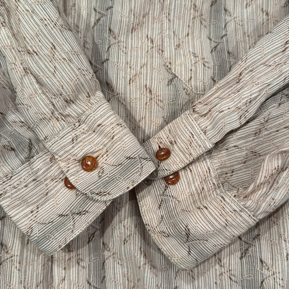 Vintage Italian Ping Pong Pale Pink & Brown Printed Cotton Blend Shirt Size M - Picture 7 of 12